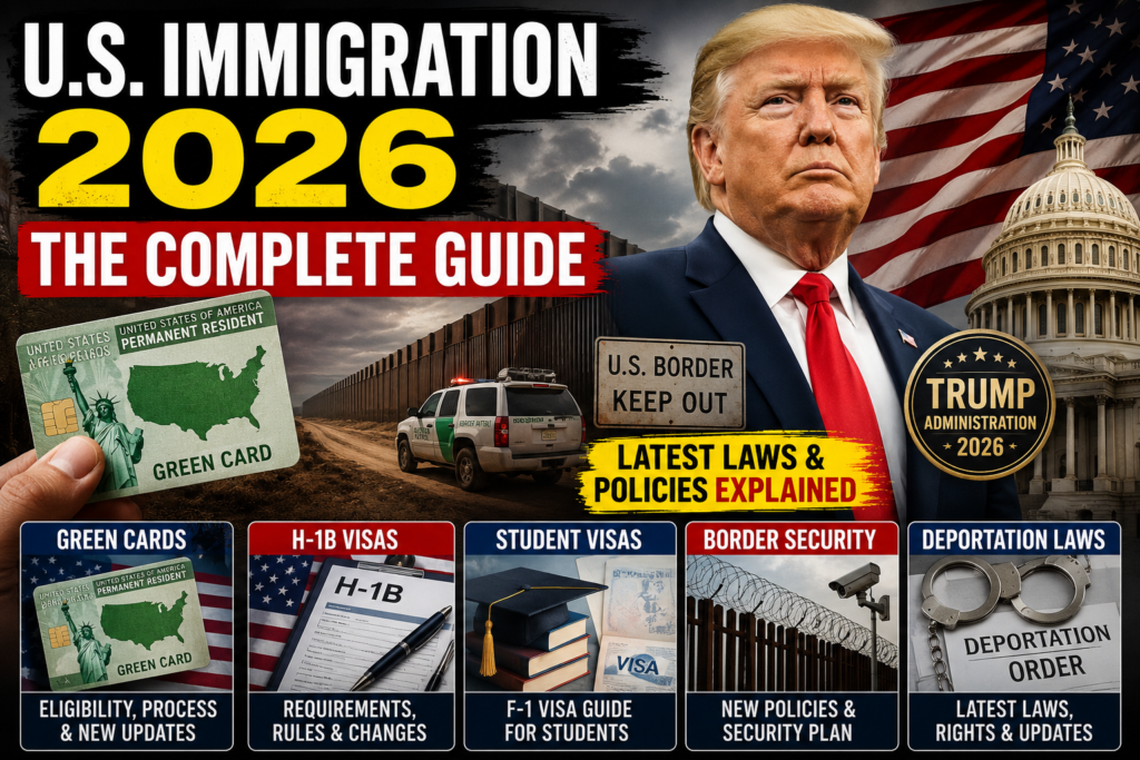 U.S.Immigration 2026: The Complete Guide to Green Cards, H-1B Visas, Student Visas, Border Security, and Deportation Laws Under the Trump Administration