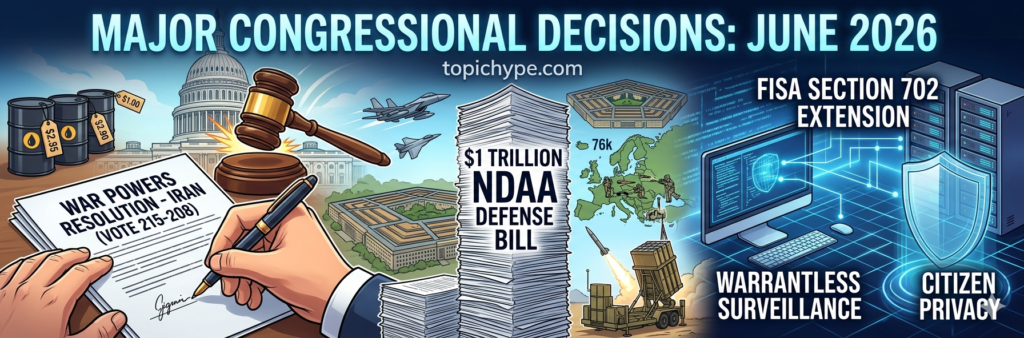 US Congress New Decisions 2026: War Powers, $1 Trillion Defense Bill, and FISA Extensions Explained US Congress Decisions 2026, Capitol Hill Updates, War Powers Resolution, NDAA 2026, FISA Section 702, Iran Conflict Policy, Trump Administration News, US Legislation, Political News US, Federal Budget 2026